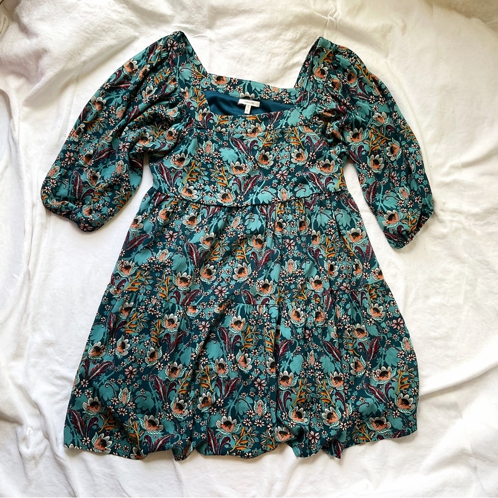 Floral Teal Babydoll Dress